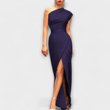 Axa - Stilvolles asymmetrisches Abendkleid – DUNKELBLAU