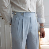 Damien | Summer gerade geschnittene Hose für Männer mit hoher Taille – Blau