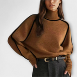 Emilie – Weicher Strickpullover mit Rollkragen – Braun