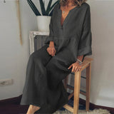 Cassandra - Damen Leinenblusenkleid – Dunkelgrau