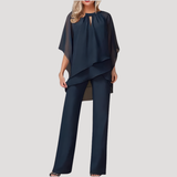 Dorinde | Damen Festlicher Zweiteiler Hosenanzug – Marineblau