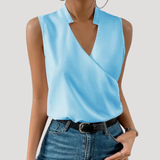 Dorothea | Damen Wickel Ärmellose Bluse – Hellblau
