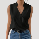 Dorothea | Damen Wickel Ärmellose Bluse – Schwarz