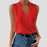 Dorothea | Damen Wickel Ärmellose Bluse – Rot