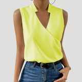 Dorothea | Damen Wickel Ärmellose Bluse – Gelb