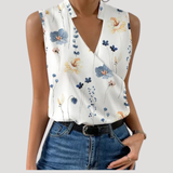 Dorothea | Damen Wickel Ärmellose Bluse – Blumenmuster 1