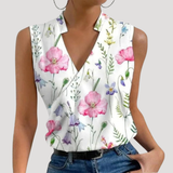 Dorothea | Damen Wickel Ärmellose Bluse – Blumig 2