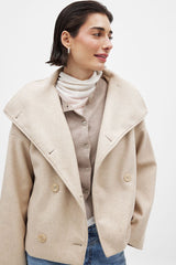 Damen Kurzer Trenchcoat Doppelreihig – Beige