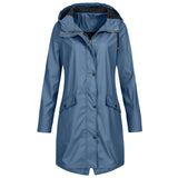Regenjacke Damen Übergangsjacke | Funktional & Mit Kapuze – Blau