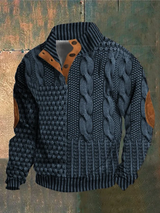 Albert - Herren-Retro-Kaschmir-Rollkragenpullover mit hohem Kragen – Dunkelblau