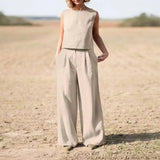 Tzara – Oberteil und Hose aus Baumwollleinen – Beige