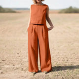 Tzara – Oberteil und Hose aus Baumwollleinen – Orange