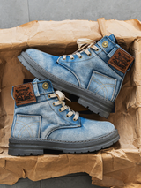 Knox | Herren Denim-Boots Schnürung Profilsohle Urban – Blau