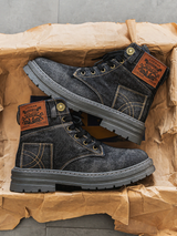 Knox | Herren Denim-Boots Schnürung Profilsohle Urban – Schwarz