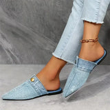 Evropi – Sommer Pantoletten Mit Metall Schnalle – Blau