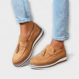 Valentina™ - Runde Nasen Casual Mokassins – Camel