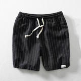 Finley Gestreifte Shorts mit Kordelzug – Schwarz