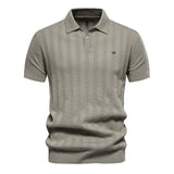 Benles | Stylish Stripe Poloshirt Gestrickt – Graugrün