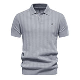 Benles | Stylish Stripe Poloshirt Gestrickt – Hellgrau