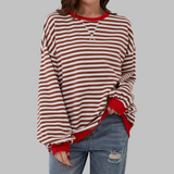 Lucy™ - Lässiger Gestreifter Pullover – Rot