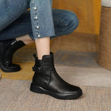 Belladonna - Vintage-Stiefeletten aus Leder – Schwarz