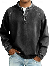 Amir | Gewaschenes Langarmshirt – Schwarz