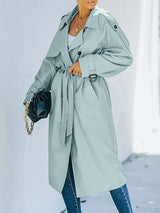 Sol – stylischer langer Trenchcoat für Damen | Winter – Blau