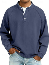 Amir | Gewaschenes Langarmshirt – Dunkelblau