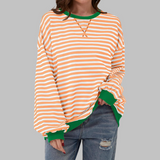 Lucy™ - Lässiger Gestreifter Pullover – Hellorange