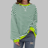 Lucy™ - Lässiger Gestreifter Pullover – Grün