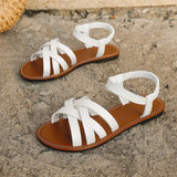 Damen Römische Sandalen Aus Echtem Leder – Elegante Slip-Ons Für Komfort Und Stil – Weiß