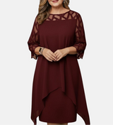 Yolanda™ - Elegantes, Bequemes Midikleid – Rotwein