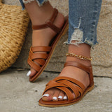 Mariana - Flache Ledersandalen – Braun