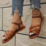 Damen Römische Sandalen Aus Echtem Leder – Elegante Slip-Ons Für Komfort Und Stil – Braun