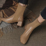 Damenstiefel – mit stützendem absatz und dehnbarem material – Aprikose