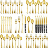 Silvaris | 48-teilige spülmaschinenfeste Besteckkollektion – Moderne Kontrastmuster – Gold