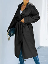 Sol – stylischer langer Trenchcoat für Damen | Winter – Schwarz