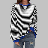 Lucy™ - Lässiger Gestreifter Pullover – Schwarz