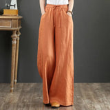 Leah Mae - Vielseitige Leinenhose in Übergröße – Orange