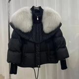 Giovanna – warme, wattierte fell-daunenjacke für damen – Braun