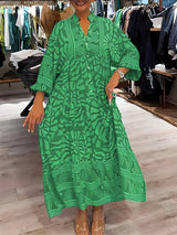 SELVIANNE - Künstlerisches Druckkleid – Grün