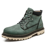 Robuste bequeme Herren Schnürstiefel – Blaugrün
