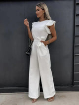 Thalina – Stylischer Jumpsuit mit weitem Bein – Weiß
