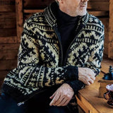 Bequemer und stilvoller Vintage Strickpullover für Herren – Schwarz