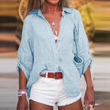 MiaMilana - Sommerbluse aus Baumwolle für Frauen – Blau