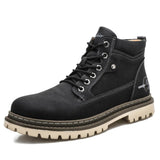 Robuste bequeme Herren Schnürstiefel – Schwarz