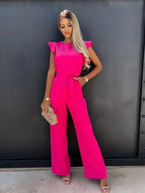 Damen Jumpsuit – Stretchmaterial – Eleganter Schnitt – Lange Ärmel – Rosa