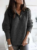 Sasha - eleganter strickpullover für damen – Dunkelgrau