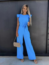 Thalina – Stylischer Jumpsuit mit weitem Bein – Blau