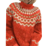 Norweger-Strickpullover für Damen | Rollkragen – Rot